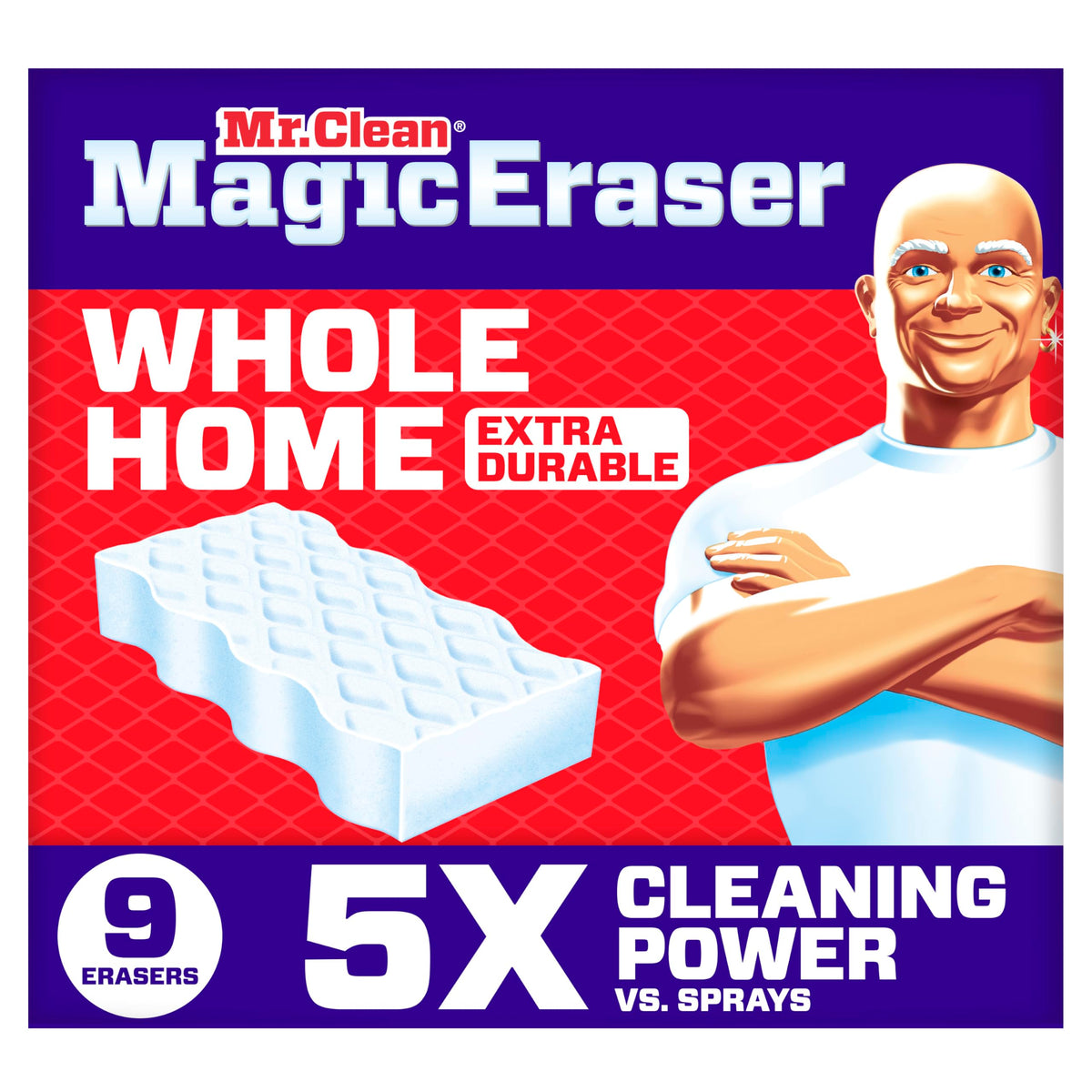Mr. Clean Magic Eraser Sponge, All Purpose Cleaner, Long Lasting Cleaning Scrubber, Wall, Sneaker, Oven, Kitchen, Bathroom Cleaner, Shower Cleaning Supplies, Whole Home Extra Durable XL, 6ct
