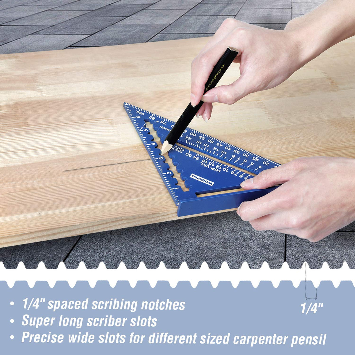 WORKPRO Aluminum Alloy Carpenter Square and Zinc-Alloy Square Ruler Set