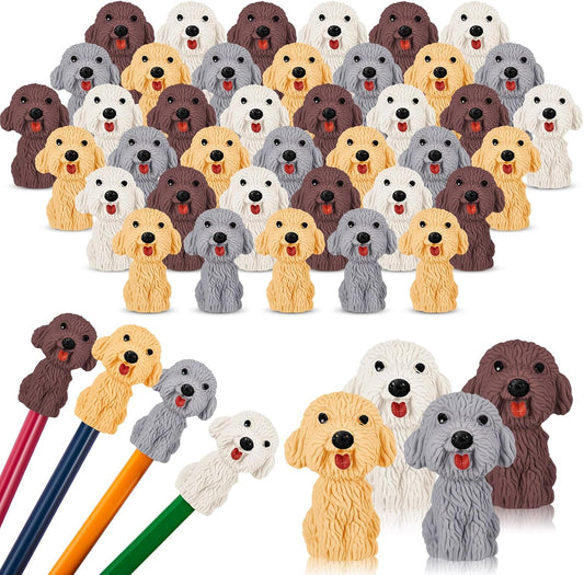 Kisston 100 Pcs 3D Dog Pencil Top Erasers, Cute Animal Pencil Toppers