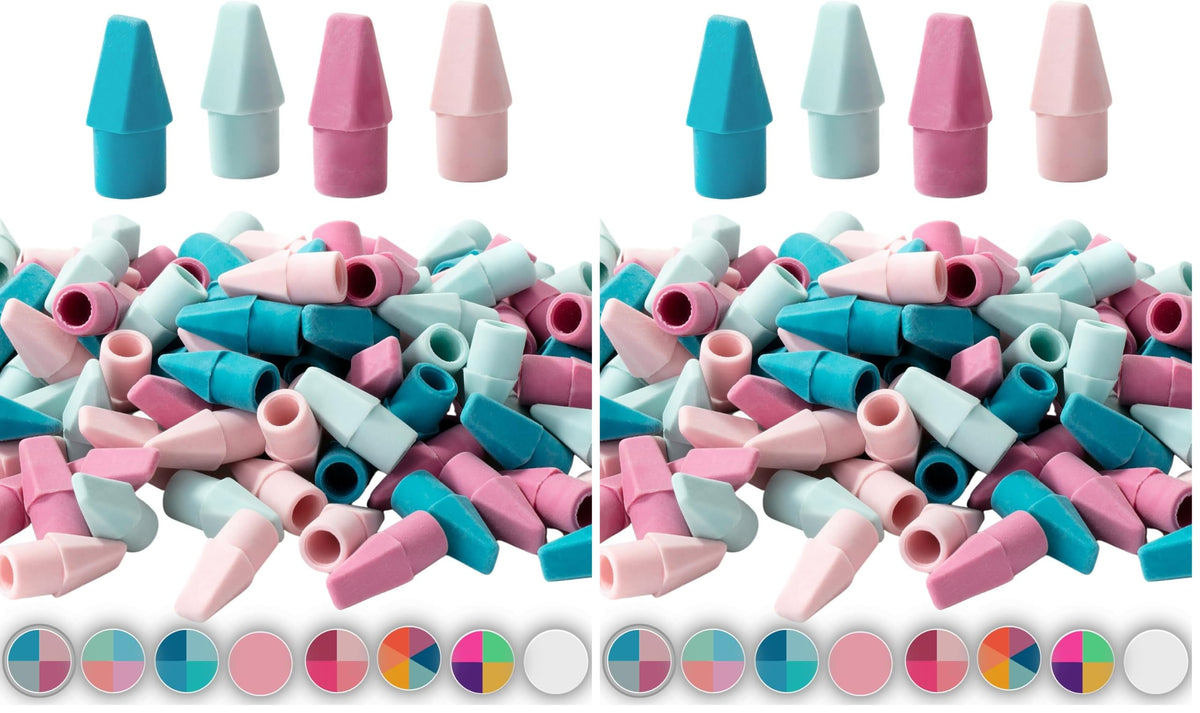 Mr. Pen- Pencil Erasers Toppers, 500 Pack, Vibrant Colors