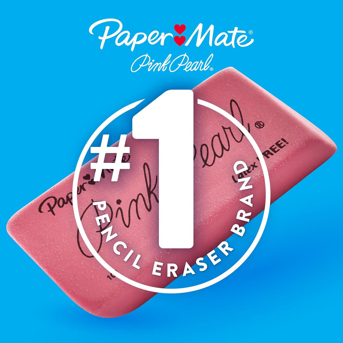 Paper Mate Pink Pearl Erasers, Medium, 24 Count - Back to School, Classroom, Teacher Supplies