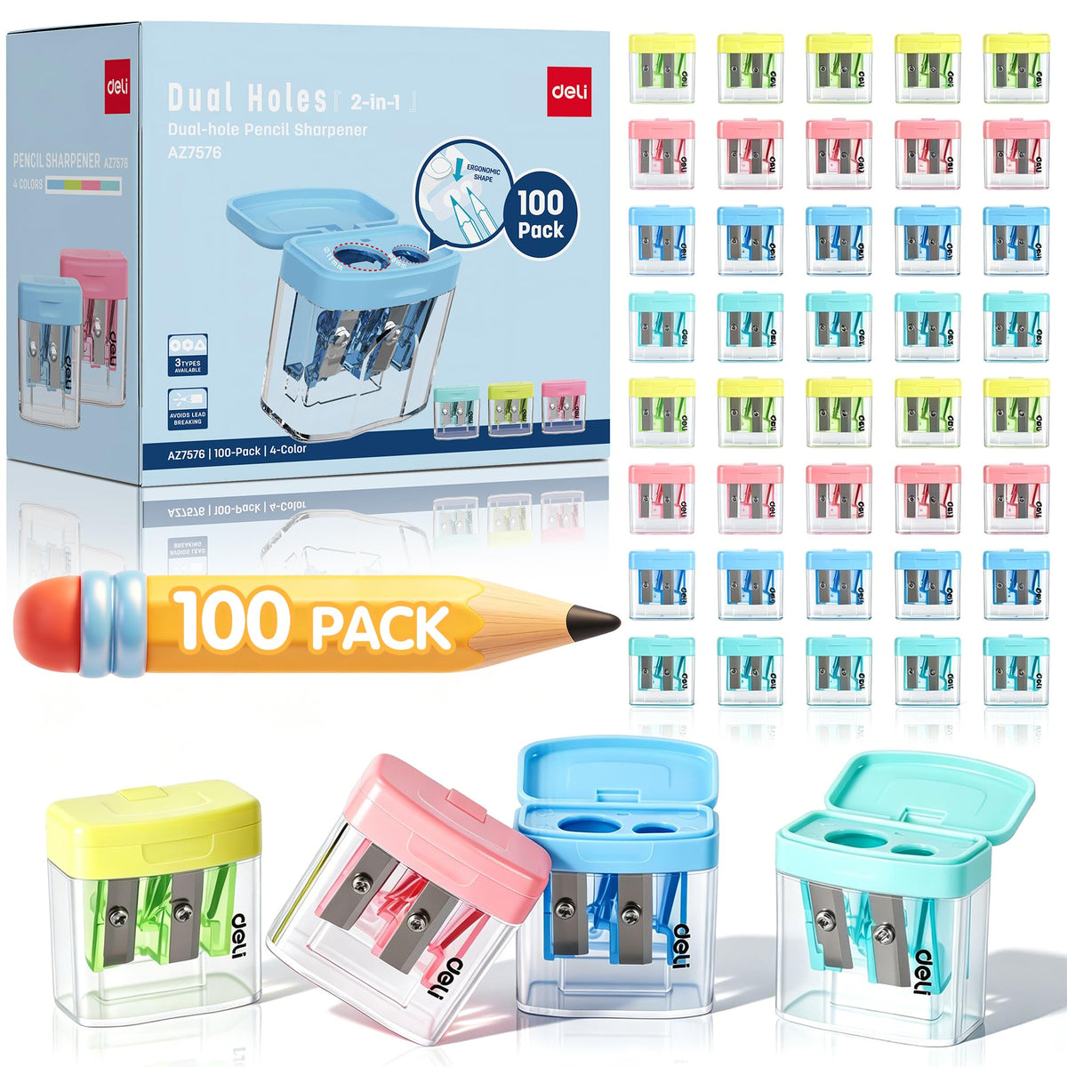 Deli Pencil Sharpener & Eraser, 24 Pack Pencil Sharpeners Manual