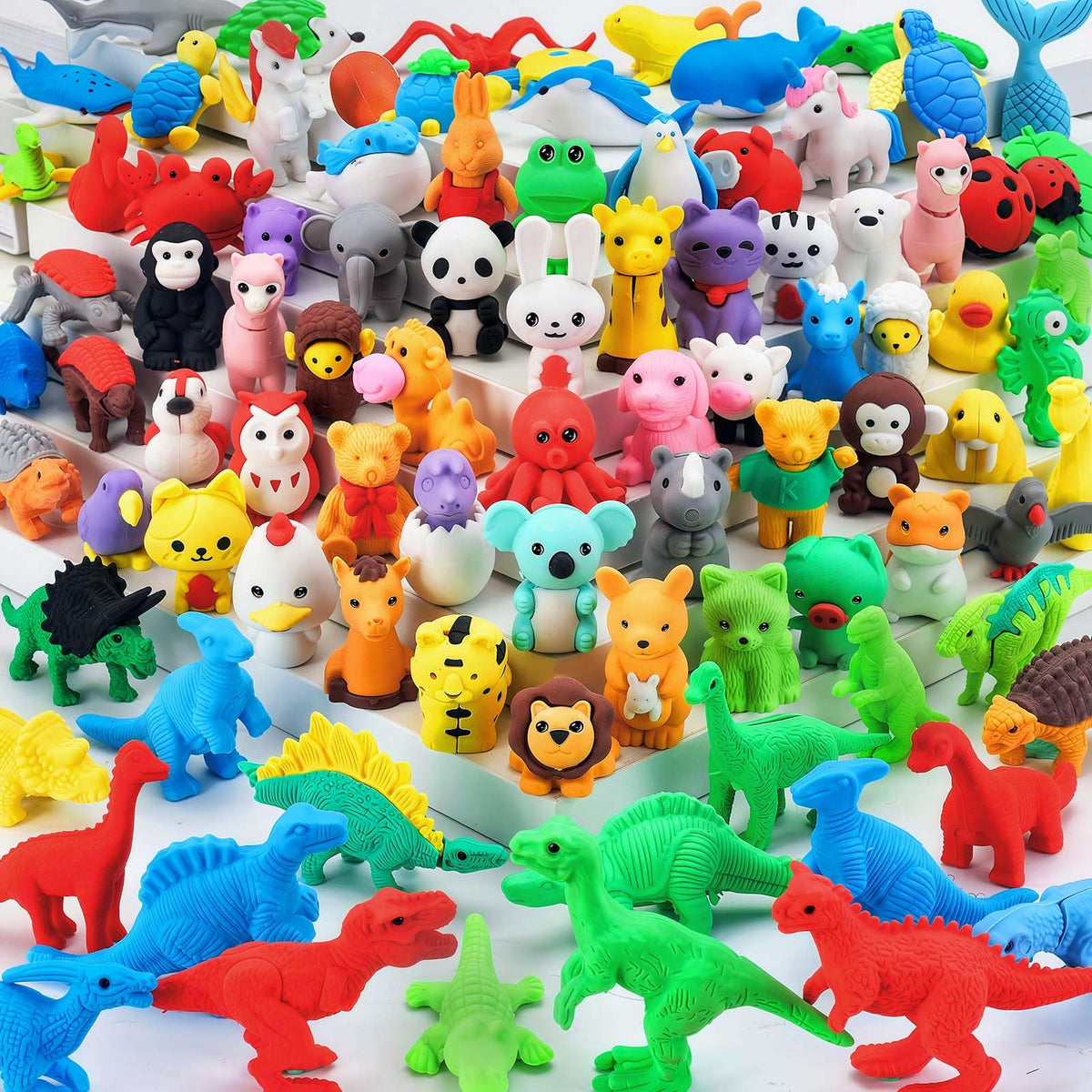 URSKYTOUS 60Pcs Animal Erasers Desk Pets for Kids,Classroom Prizes