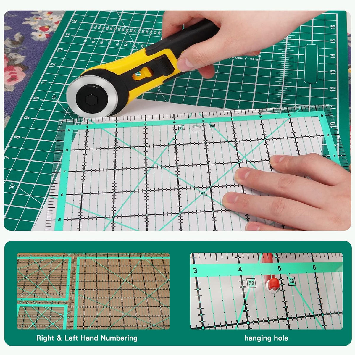 MANUFORE Quilting Ruler 4-Piece Square Sewing Acrylic Ruler Quilting Tools