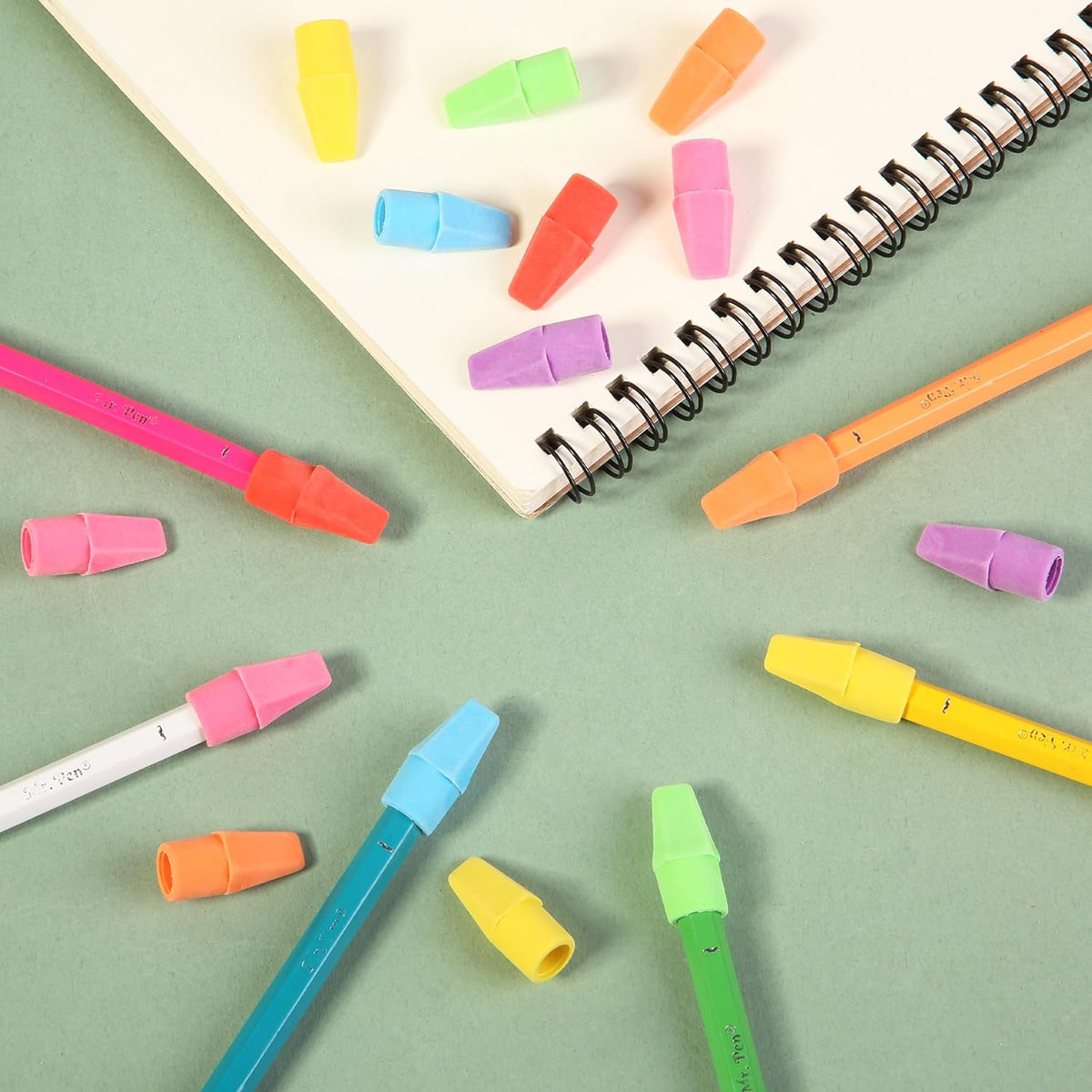 Mr. Pen- Pencil Erasers Toppers, 500 Pack, Colorful, Latex Free, No Smudge