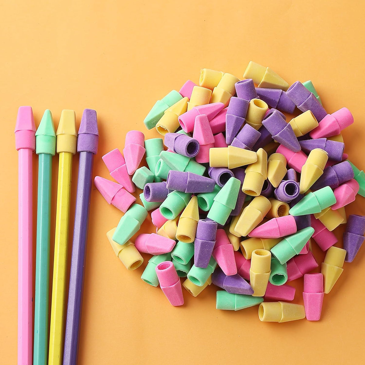 Mr. Pen- Pencil Erasers Toppers, 500 Pack, Vibrant Colors
