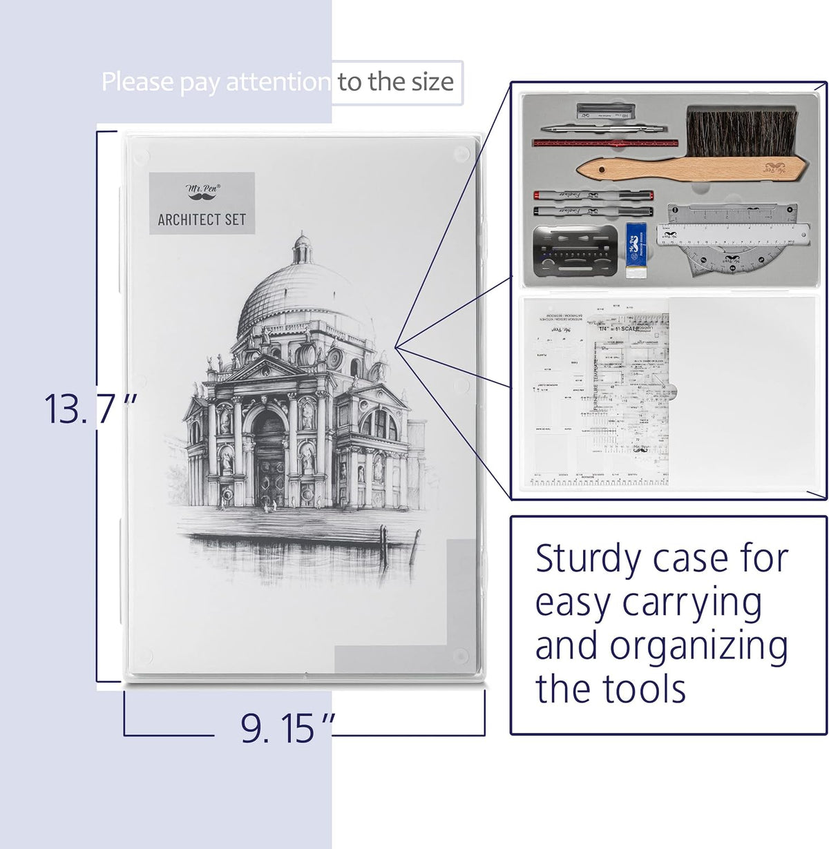 Mr. Pen- Professional Drafting Tools & Geometry Set with Case, 17 pcs
