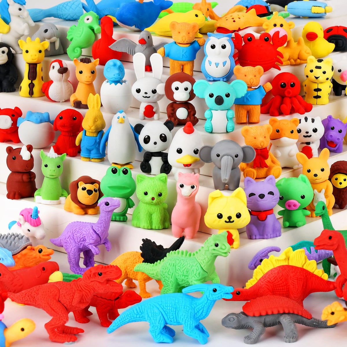 URSKYTOUS 60Pcs Animal Erasers Desk Pets for Kids,Classroom Prizes
