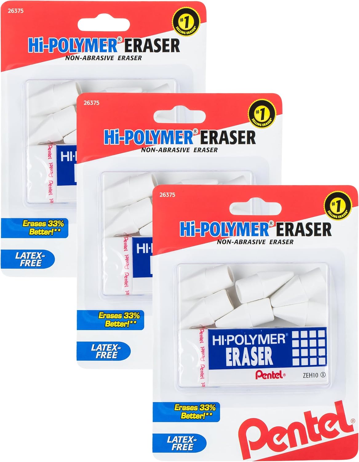 Pentel Hi-Polymer Eraser, Jumbo Size 12 pack(ZEH-20)