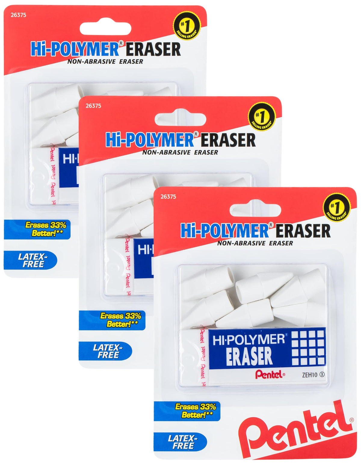 Pentel Hi-Polymer Eraser, Jumbo Size 12 pack(ZEH-20)