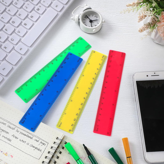 32 Pcs 6 Inch Small Rulers Bulk Plastic Mini Ruler for Kid Classroom School
