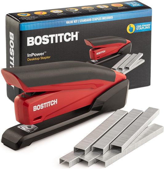 Bostitch Stapler - InPower, One Touch Heavy Duty Red Office Stapler