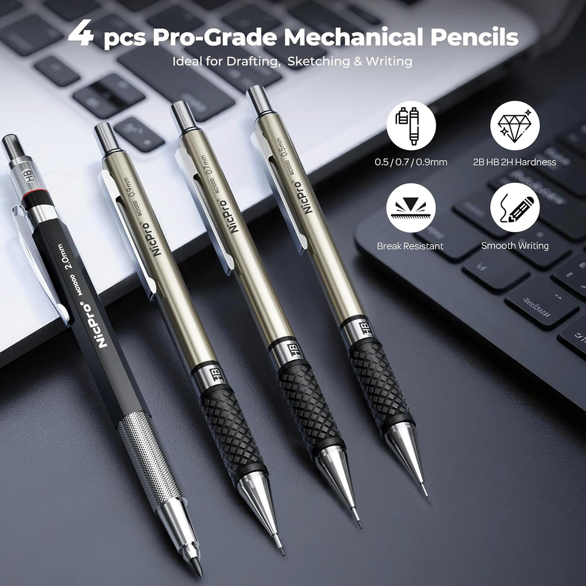 Nicpro 16PCS Drafting Tool Geometry Set with 12'' Architectural Scale Ruler