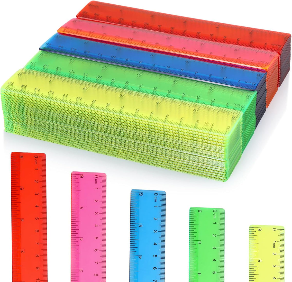 Zonon 50 Pcs 6''/12'' Plastic Rulers Bulk Flexible Straight