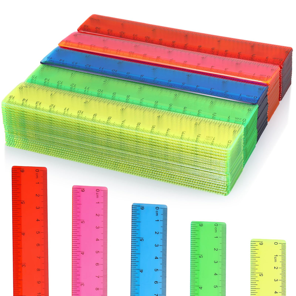 Zonon 50 Pcs 6''/12'' Plastic Rulers Bulk Flexible Straight