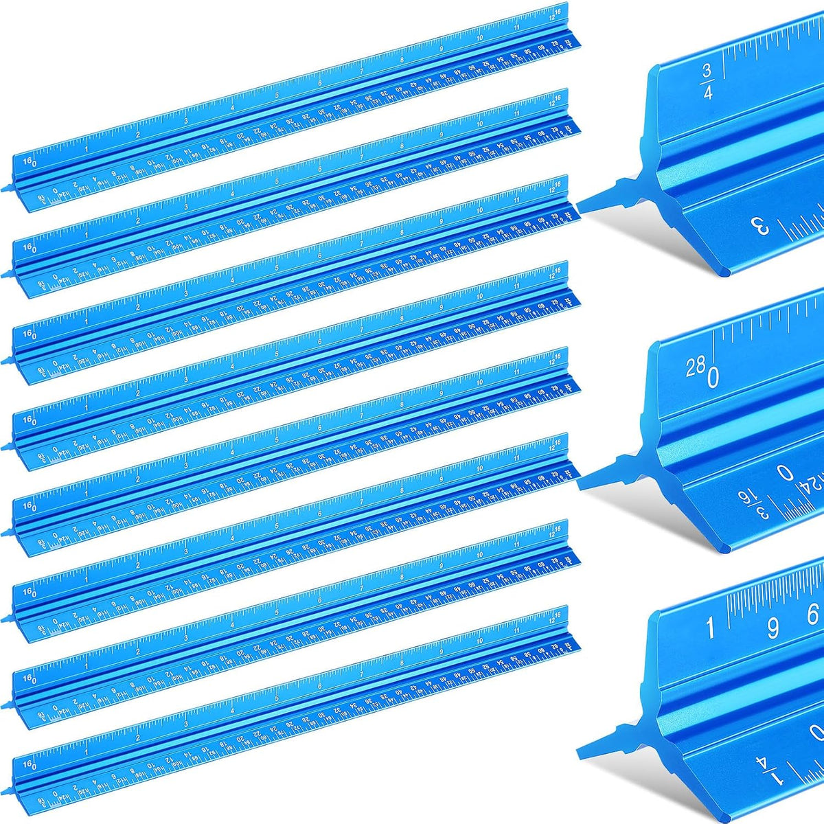 Macarrie 10 Pcs Architectural Scale Ruler 12" Engineers Scale Set, Blue