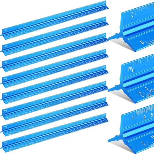 Macarrie 10 Pcs Architectural Scale Ruler 12" Engineers Scale Set, Blue