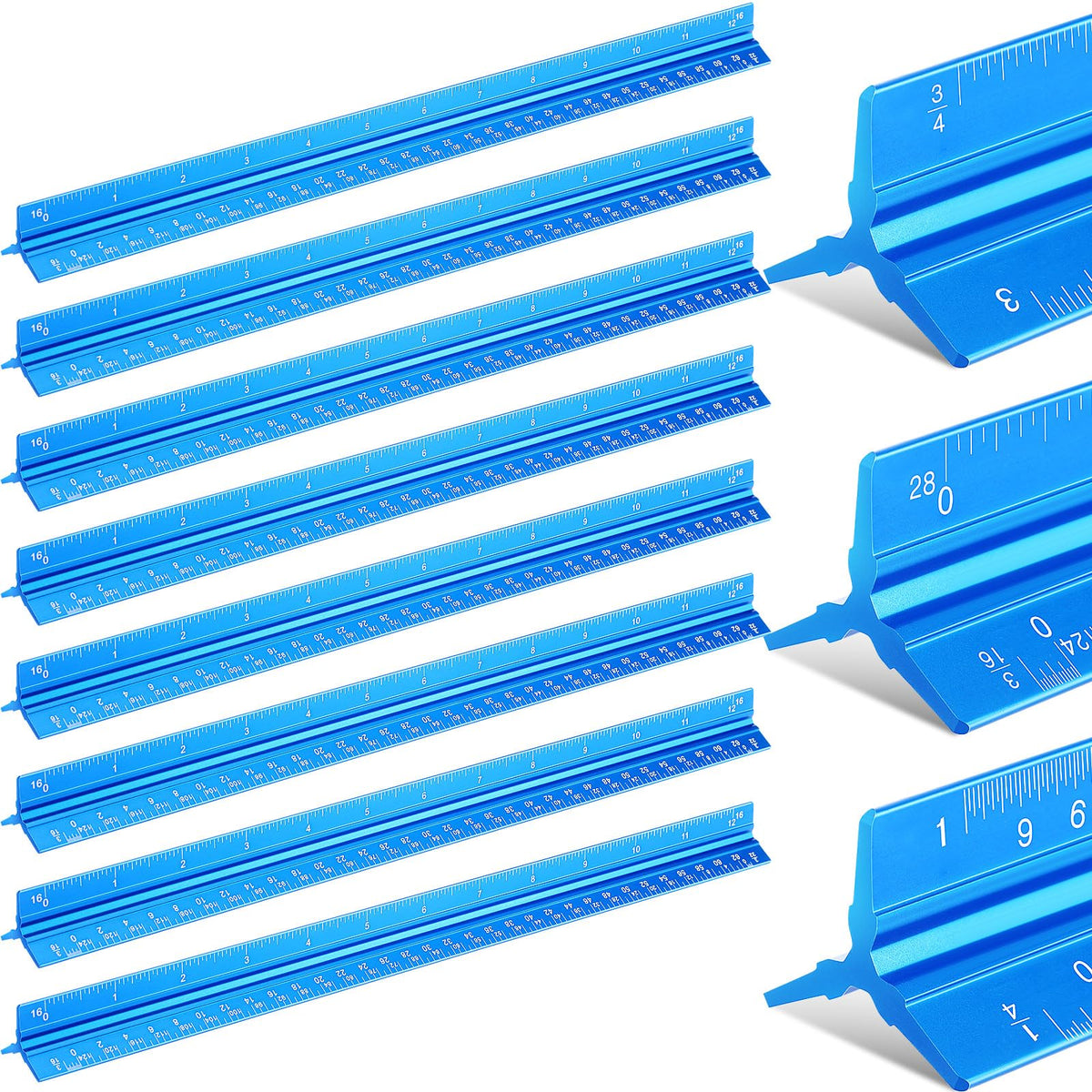 Macarrie 10 Pcs Architectural Scale Ruler 12" Engineers Scale Set, Blue