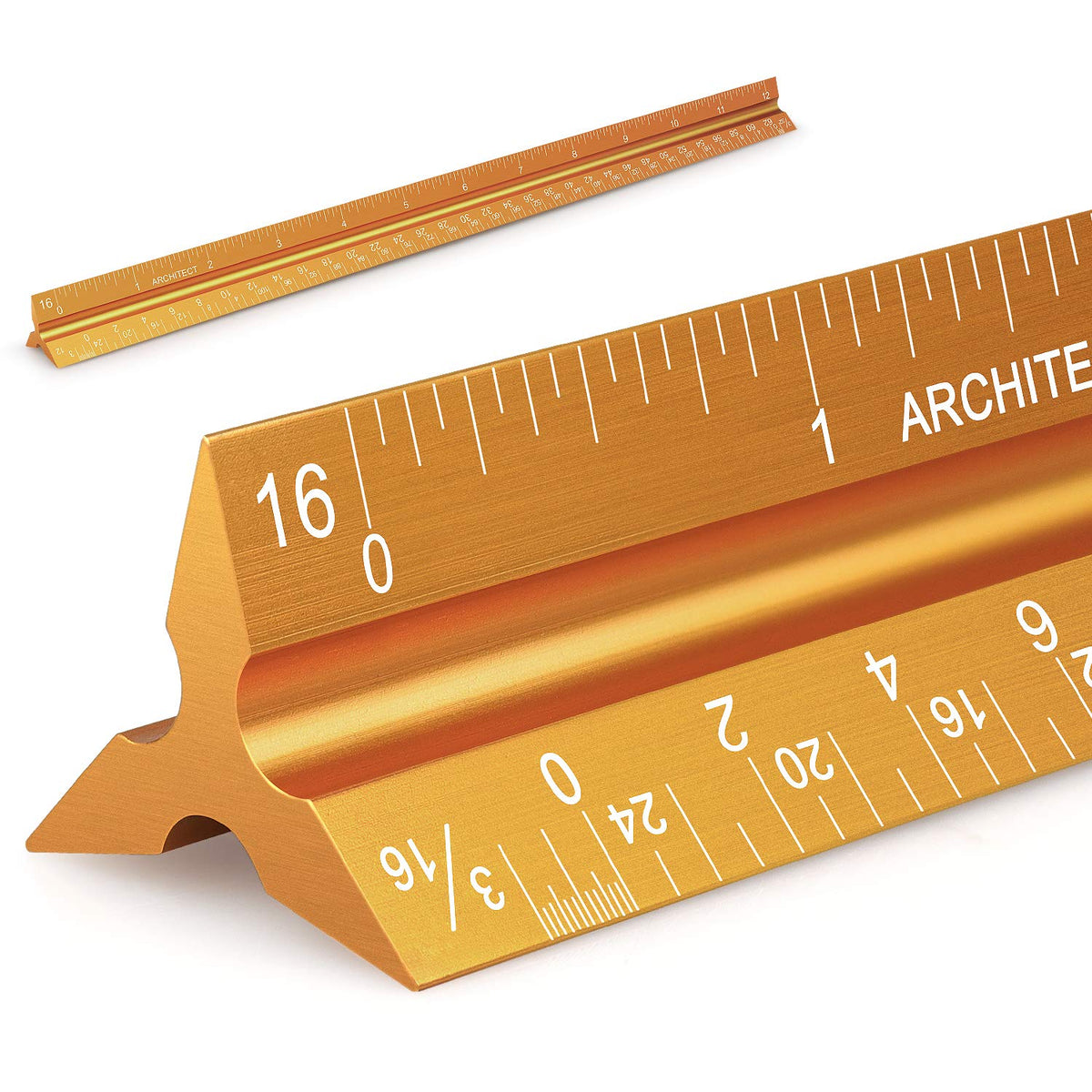 1 Pack 12" Architectural Scale Ruler Triangular Ruler, Color-Coded