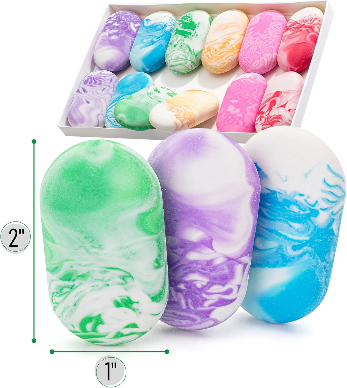 Mr. Pen- Erasers, 24 Pack, Vibrant Colors, Marble Pencil Eraser