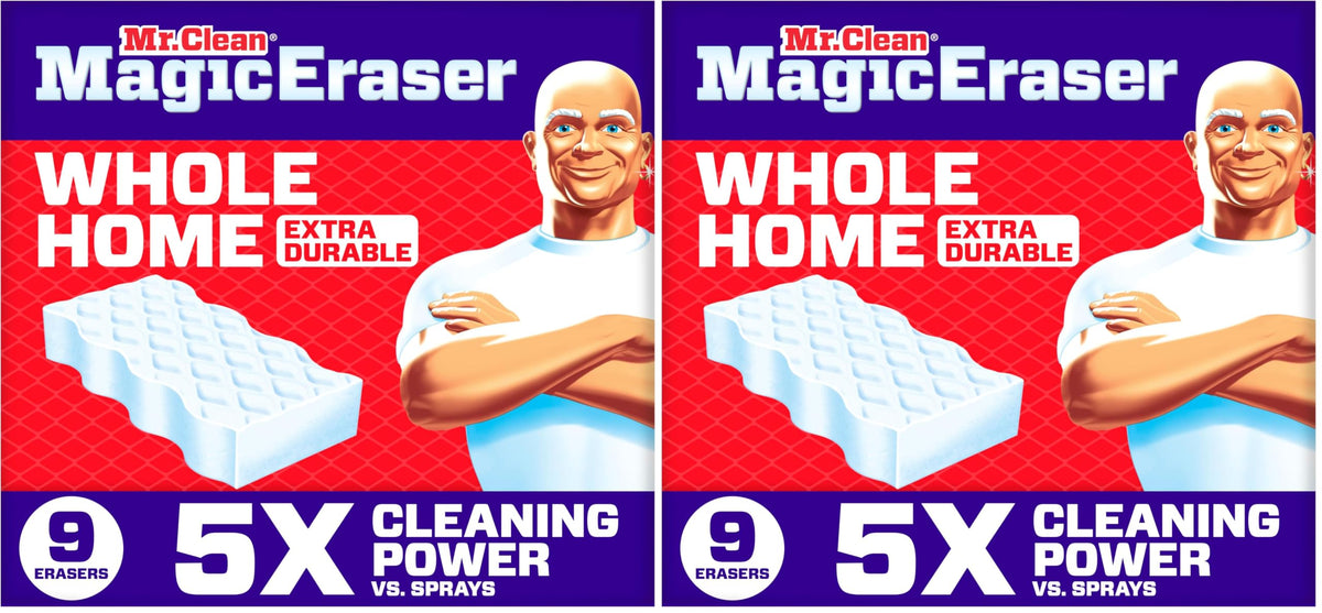 Mr. Clean Magic Eraser, All Purpose Cleaner, Cleaning Scrubber, Wall, Sneaker, Kitchen, Bathroom, Shower Cleaning Supplies, Melamine Pads, Whole Home Extra Durable, 12ct