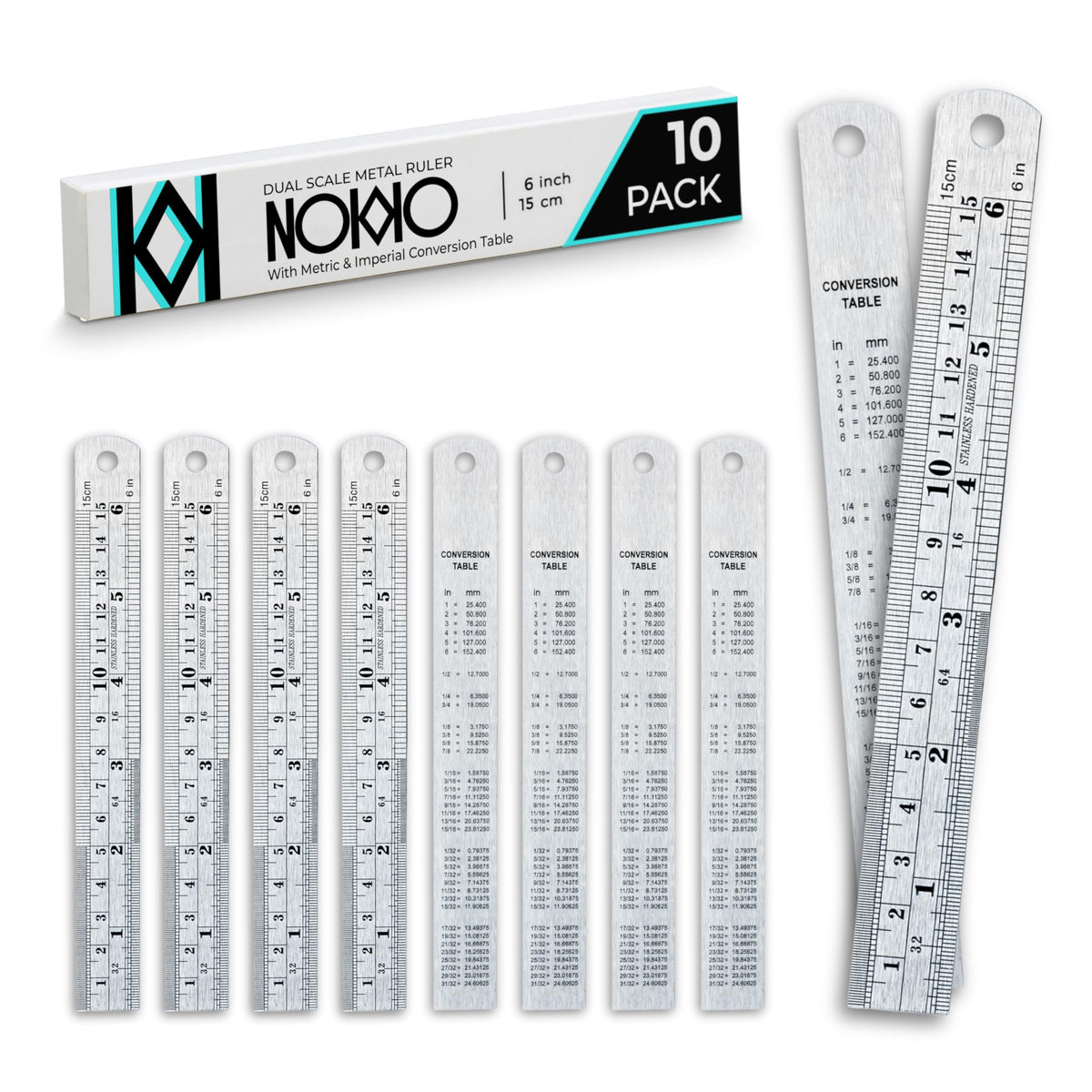 Metal Ruler 12 Inch, Stainless Steel Ruler, Straight Edge, Pack of 10