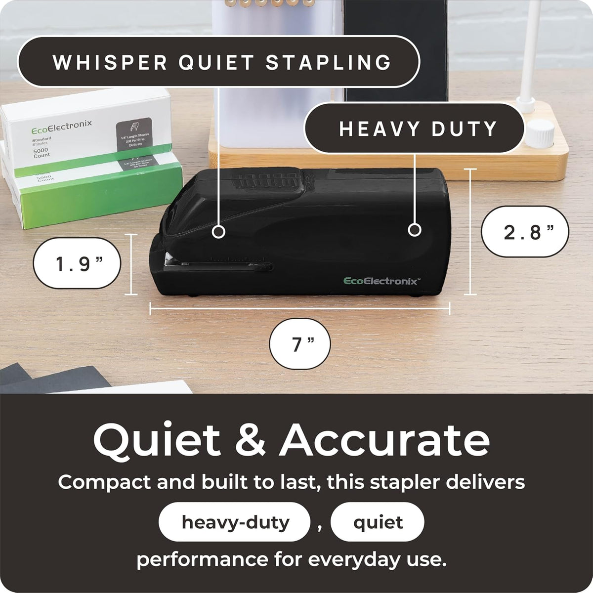 Eco Electronix Black Electric Stapler Pro - Automatic Desk & Office Stapler
