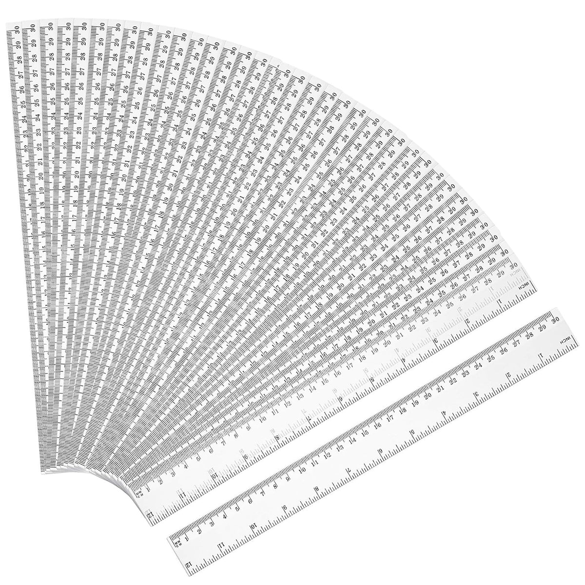 Eboot 50 Pack 12 in Clear Plastic Rulers Bulk for Classroom, School, Colorful