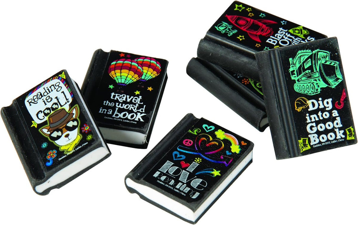 Raymond Geddes Reading Rocks! Pencil Erasers (Pack of 48)