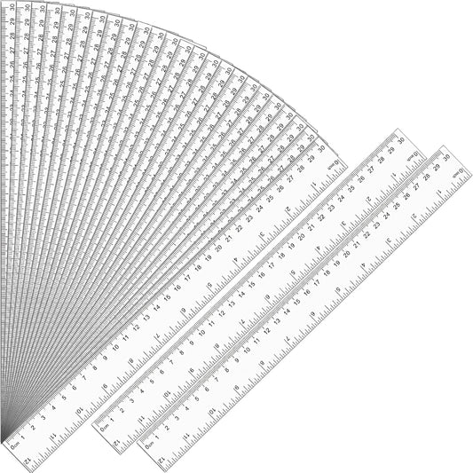 Ruler, 32 Pack 12 Inch Clear Plastic Rulers Bulk for Classroom