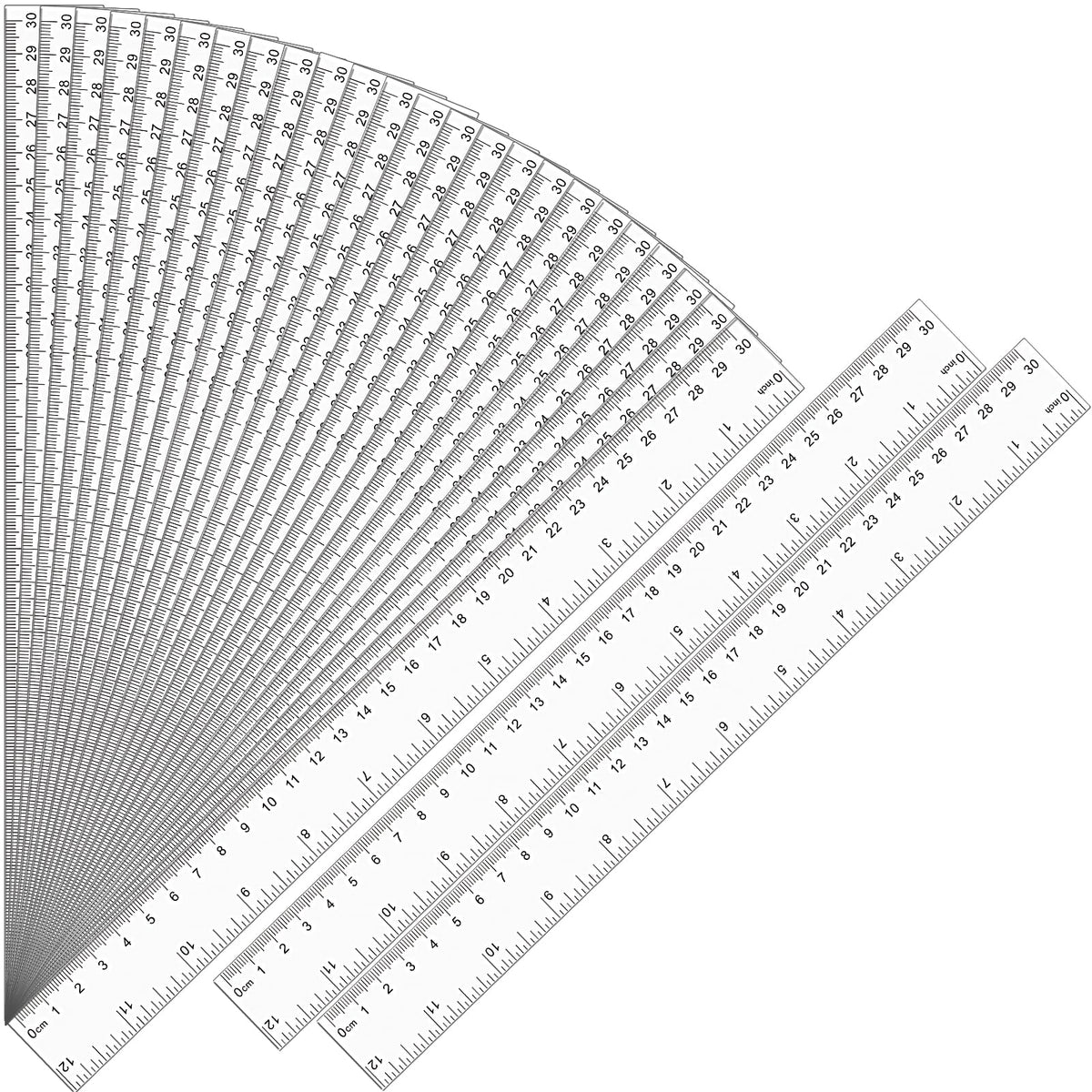 Ruler, 32 Pack 12 Inch Clear Plastic Rulers Bulk for Classroom