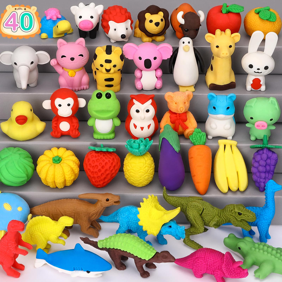 70Pcs Animal Pencil Erasers, Desk Pets for Treasure Chest, School Rewards