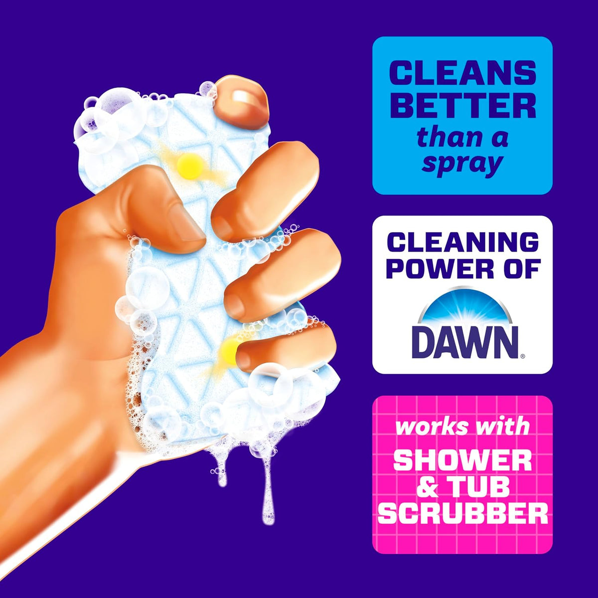 Mr. Clean Magic Eraser Sponge, Bathroom, Shower, Tub Cleaner, Soap Scum Remover, Bathroom Cleaning Supplies, Dawn Cleaning Power with Lemon Scent, Shower & Tub, 8ct