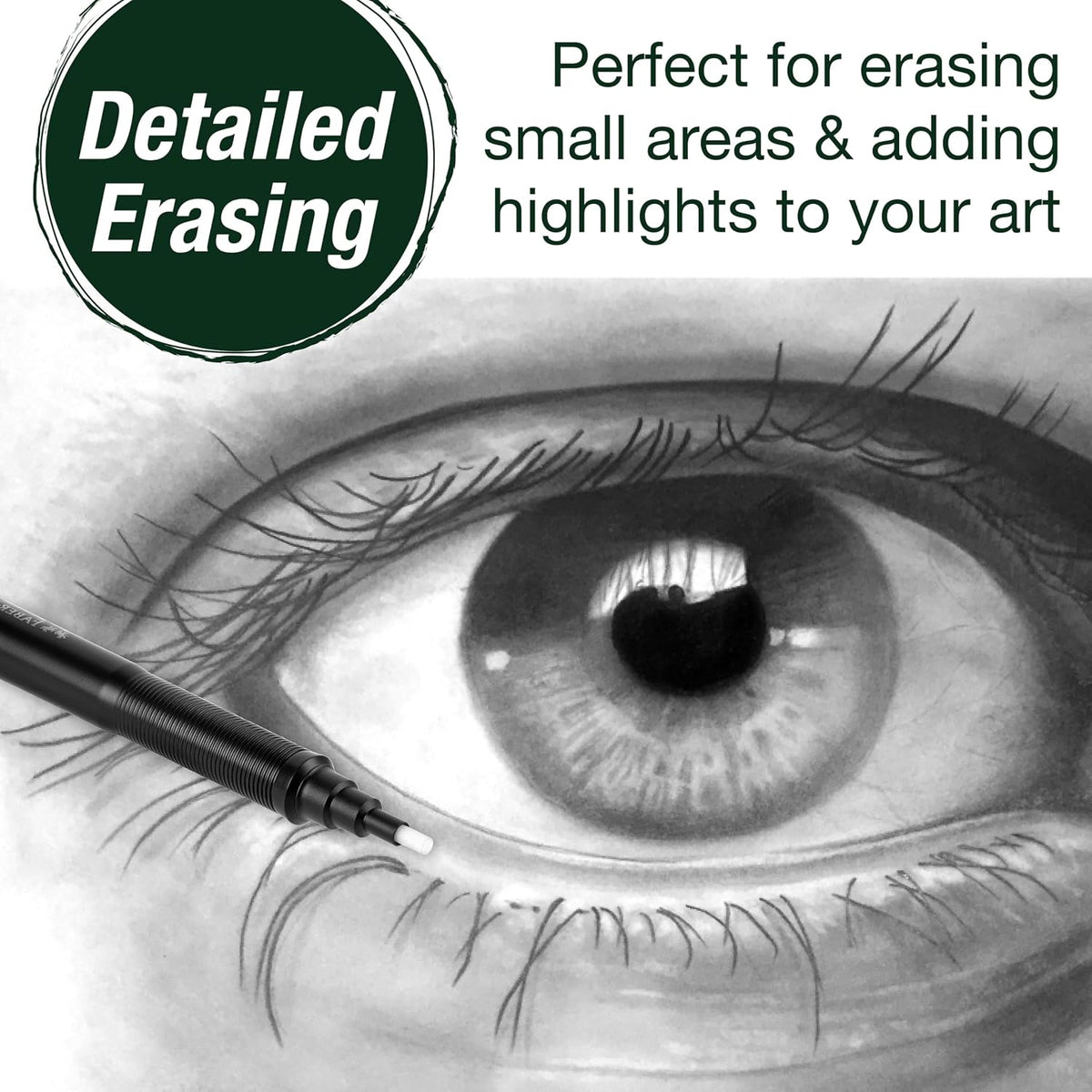Faber-Castell 185610 - Eraser Pen Precision Eraser Pen, Includes Refill Eraser, for Professionals and Hobby Artists, White