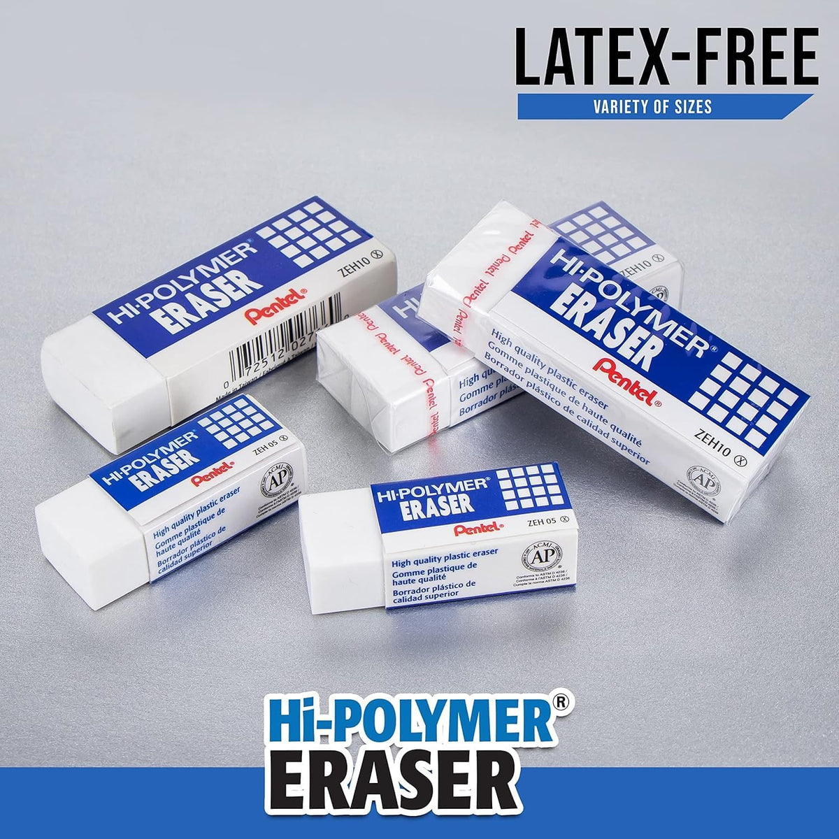 Pentel Hi-Polymer Eraser - White Polymer Block Erasers, Small, Pack of 18