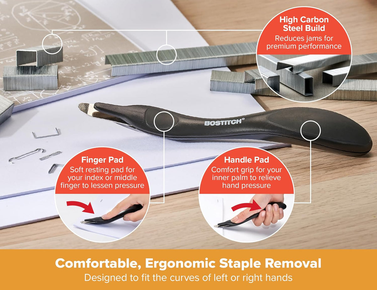 Bostitch Titan Heavy Duty Metal Stapler, 50 Sheet Capacity with 1250 Staples and Ergonomic Staple Remover, Jam Free Stapling, Full Strip Stapler for Desk, Office and Classroom, Silver