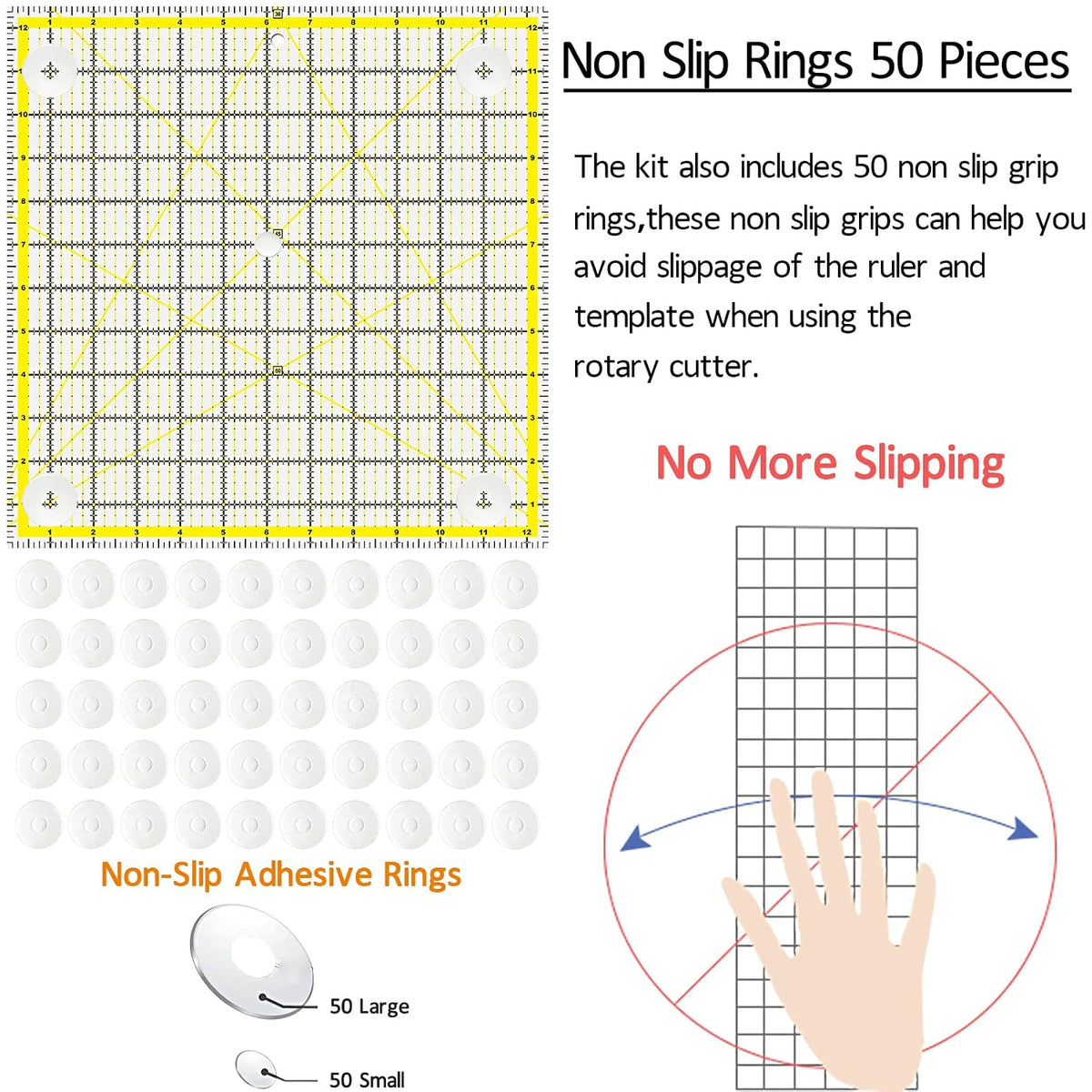 Quilting Rulers, 7 Piece Acrylic Ruler, Fabric Cutting Ruler (12.5"X12.5", 9.5"X9.5", 6"X6", 4.5"X4.5",12"x6.5",9"x3",12"x2"), Sewing & Quilting Templates