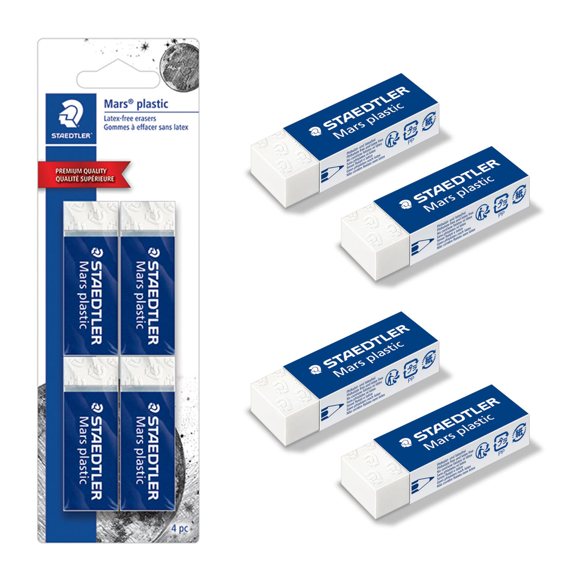 STAEDTLER Mars Plastic Vinyl Erasers (20-Pack), White Erasers for Clean & Precise Results - Latex-Free, Minimal Crumbling