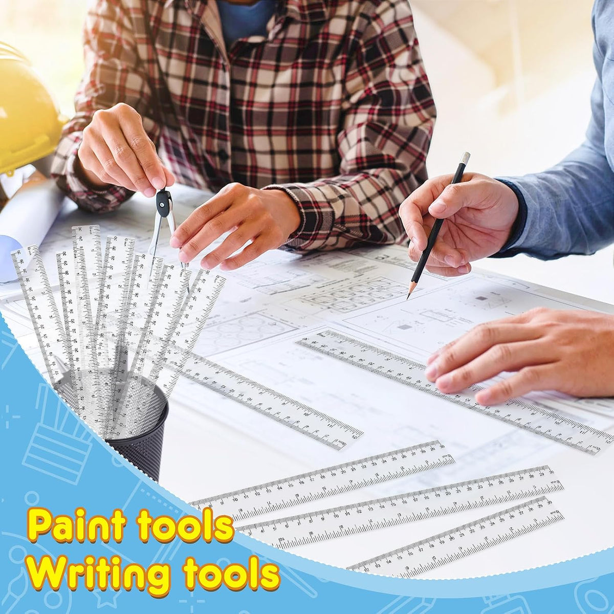 32 Pack Clear Plastic Ruler 12 Inch, Rulers Bulk for Classroom School