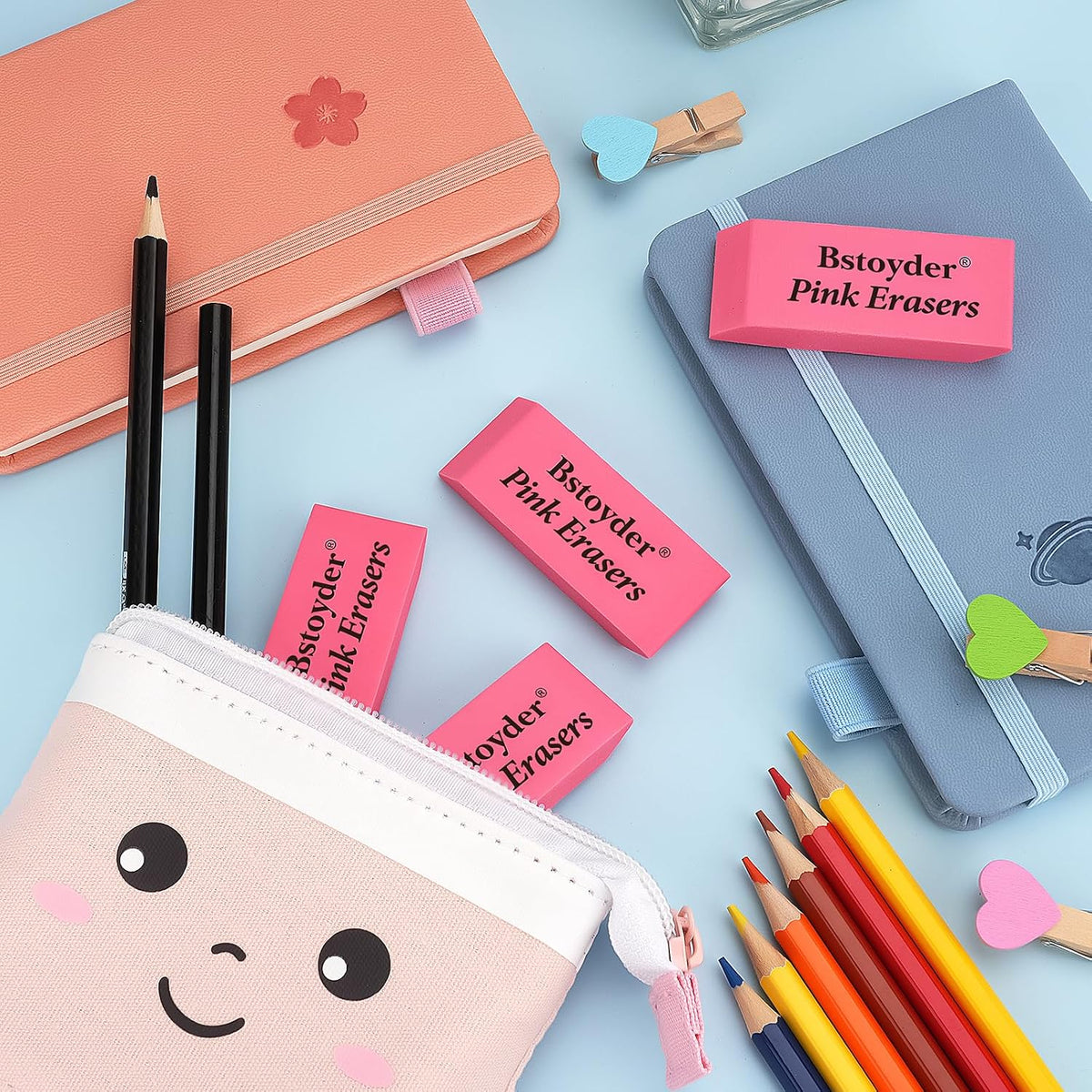 Pink Erasers Bulk, 36 Pack Rubber Pencil Erasers Bulk for School/Office, Latex-Free Smudge-Free Soft Bevel Erasers for Students, Bulk School Supplies for Classrooms, Teachers, Home, Office, Art Class