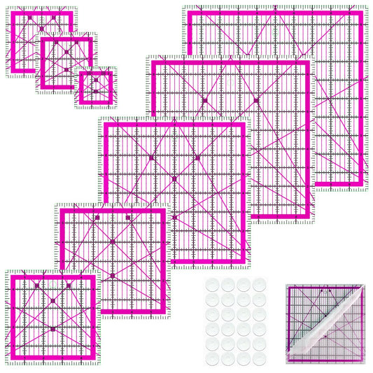 8 Quilting Square Rulers(2.5",3.5",4",5",6",8",9",10")(Red)
