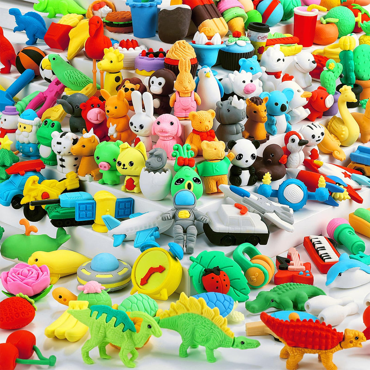 URSKYTOUS 80Pcs Animal Erasers Kids Desk Pets Pencil Erasers 3D Puzzle Eraser Bulk Fun Cute Mini Animal Eraser Toys for Classroom Rewards, Game Prizes, Treasure Box, Easter Egg Fillers