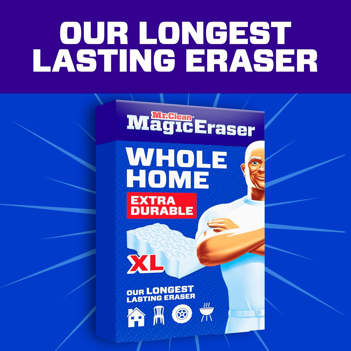 Mr. Clean Magic Eraser Sponge, All Purpose Cleaner, Long Lasting Cleaning Scrubber, Wall, Sneaker, Oven, Kitchen, Bathroom, Shower Cleaner, Cleaning Supplies, Whole Home Extra Durable XL, 8ct