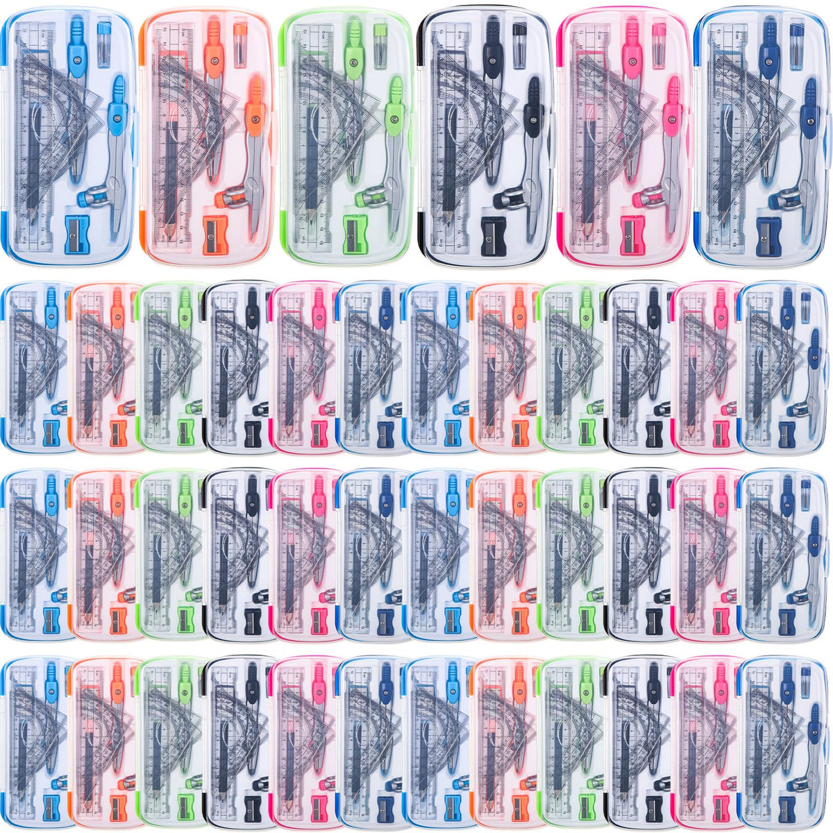 Zonon 36 Sets Math Geometry Kit, 10 Pcs Compass Rulers Protractor School