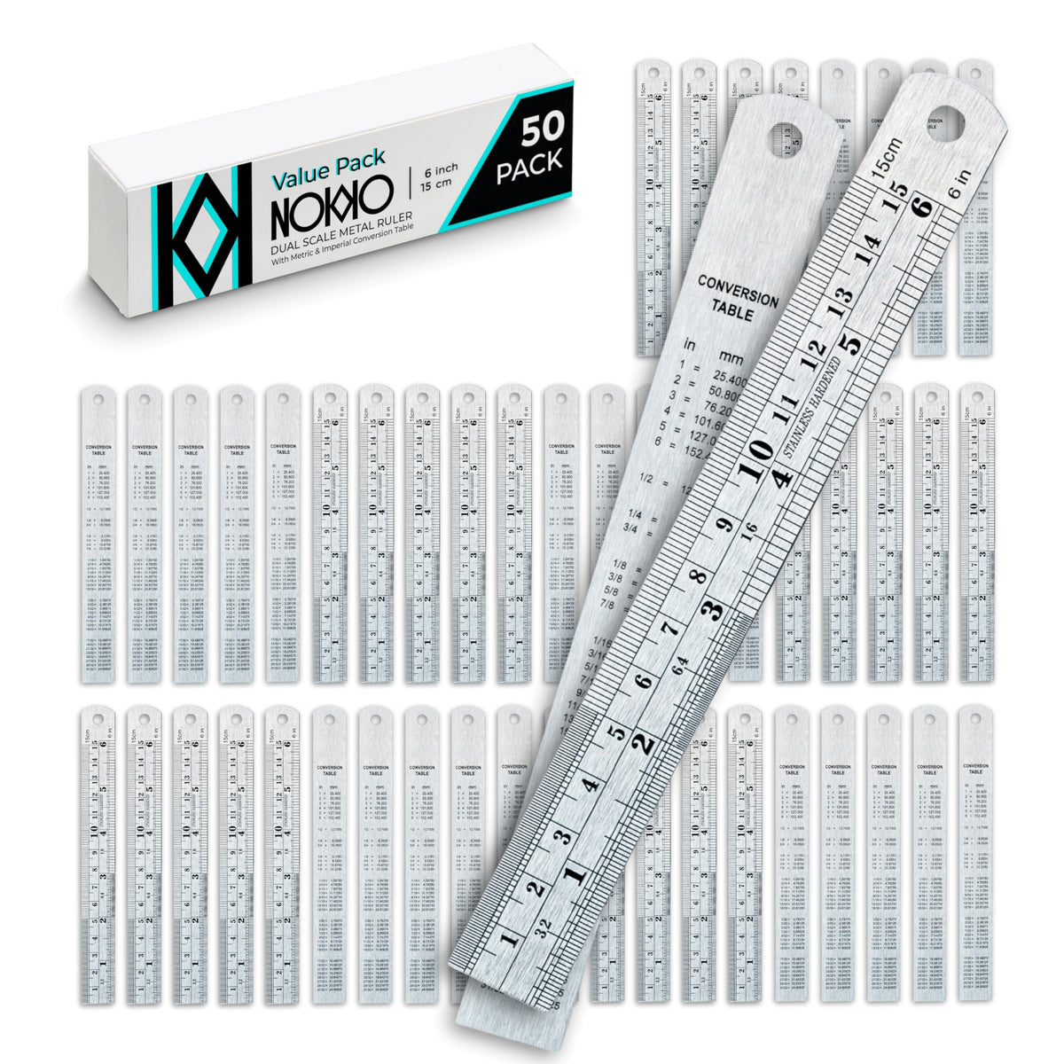Metal Ruler 12 Inch, Stainless Steel Ruler, Straight Edge, Pack of 10