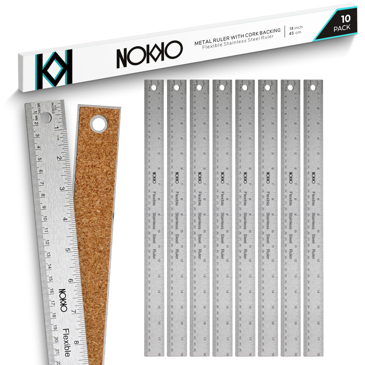Metal Ruler 12 Inch, Stainless Steel Ruler, Straight Edge, Pack of 10