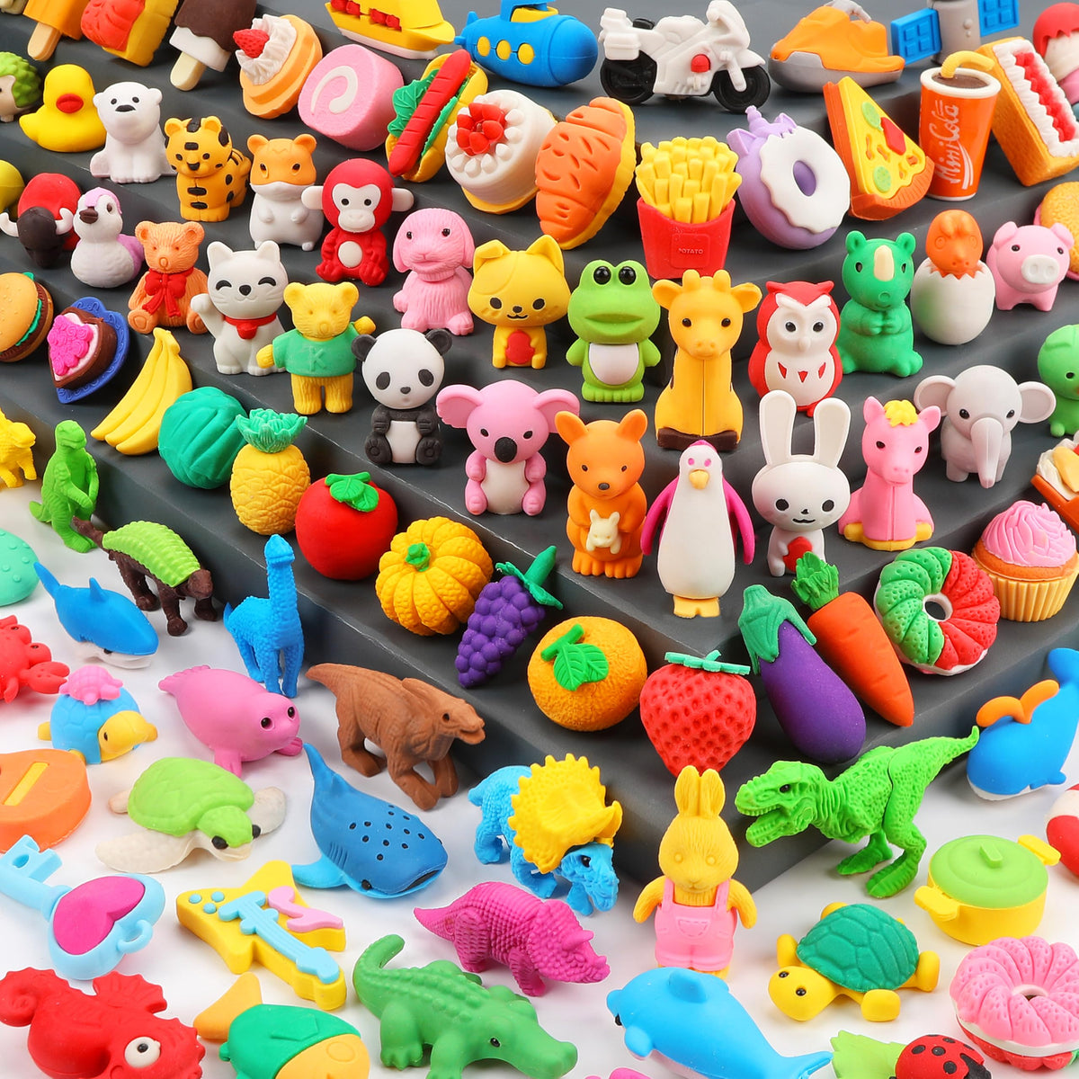 70Pcs Animal Pencil Erasers, Desk Pets for Treasure Chest, School Rewards