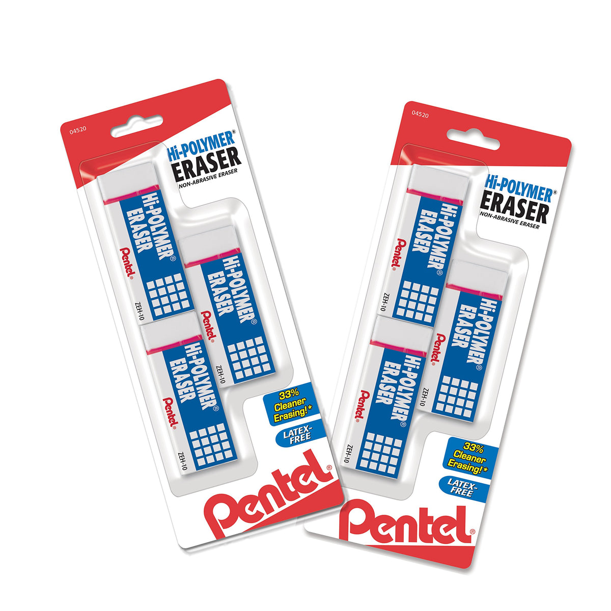 Pentel Hi-Polymer Block Eraser, Large, White, 36 Count (ZEH-10)