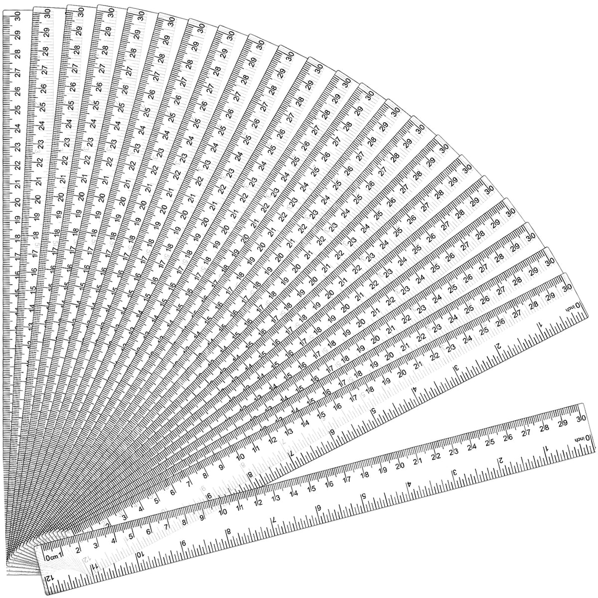 32 Pack Clear Plastic Ruler 12 Inch, Rulers Bulk for Classroom, Transparent Ruler with Centimeters and Inches, Drawing Tool Metric Rulers for Kids, Ideal Back to School Office Home Supplies
