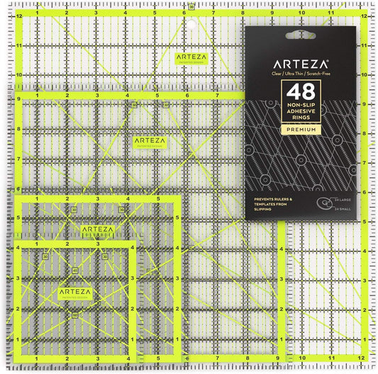 ARTEZA Acrylic Quilting Rulers, Set of 4 for Sewing and Fabric Cutting